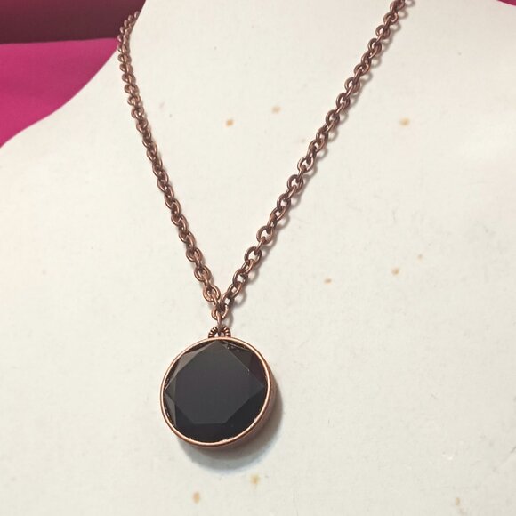 Handmade Vintage Reversable Copper and Black Obsidian Pendant Necklace - Picture 5 of 9